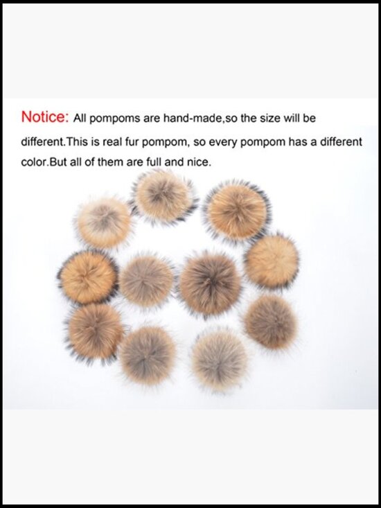 Real Fur Pom Pom Cashmere Wool Blend Slouchy Knit Beanie Hat main image 4